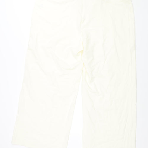 Berkertex Womens Ivory Polyester Trousers Size 22 L29 in Regular Zip - Floral Applique Detail