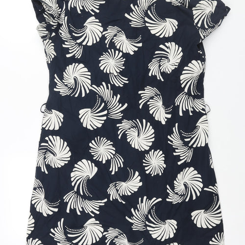 John by John Richmond Womens Blue Geometric Cotton Shirt Dress Size 18 Collared Button