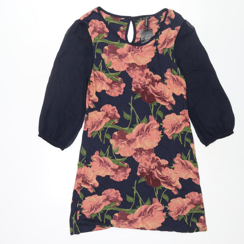 NEXT Womens Multicoloured Floral Viscose Mini Size 12 Round Neck Button