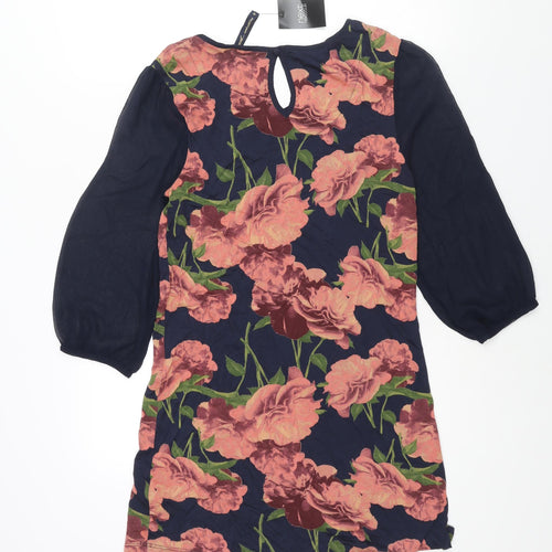 NEXT Womens Multicoloured Floral Viscose Mini Size 12 Round Neck Button