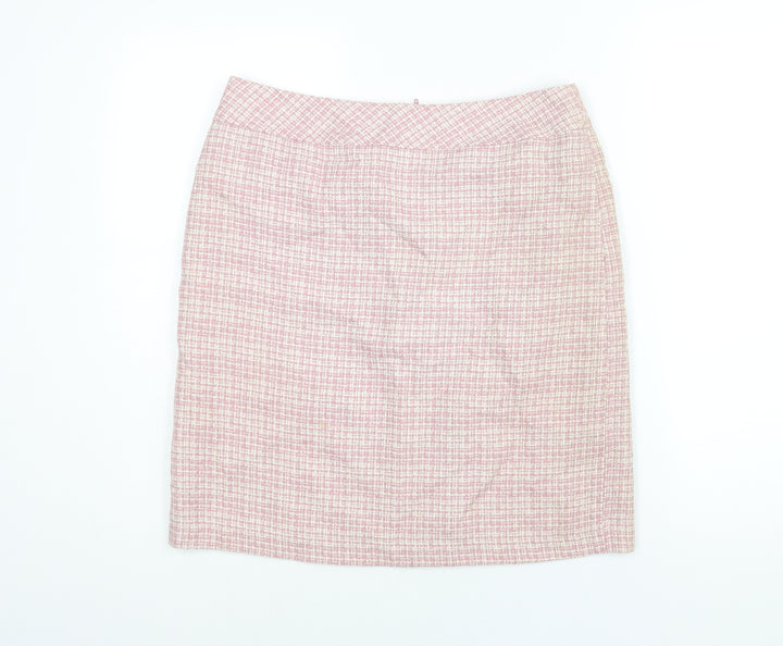 Sarah Hamilton Womens Pink Check Polyester Straight & Pencil Skirt Size 14 Zip