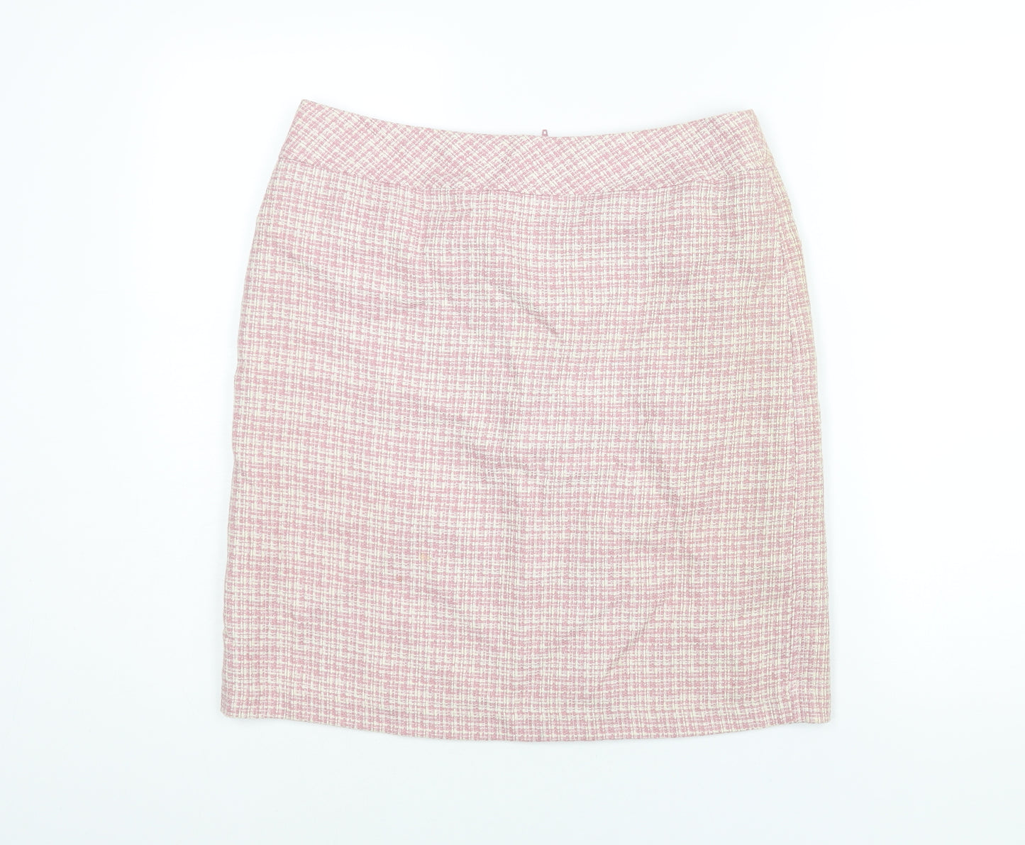 Sarah Hamilton Womens Pink Check Polyester Straight & Pencil Skirt Size 14 Zip