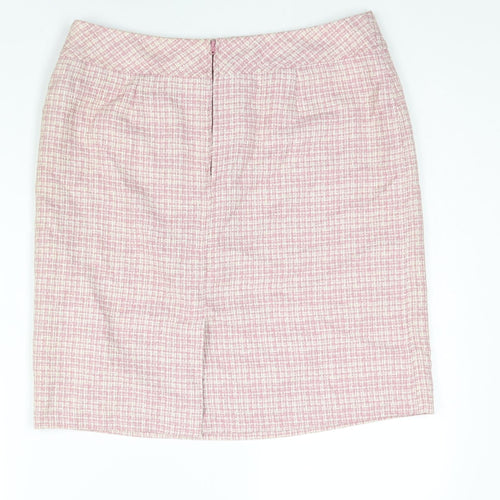 Sarah Hamilton Womens Pink Check Polyester Straight & Pencil Skirt Size 14 Zip