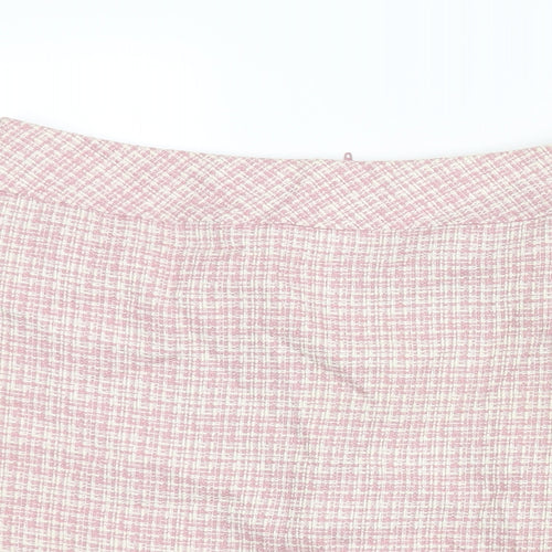 Sarah Hamilton Womens Pink Check Polyester Straight & Pencil Skirt Size 14 Zip