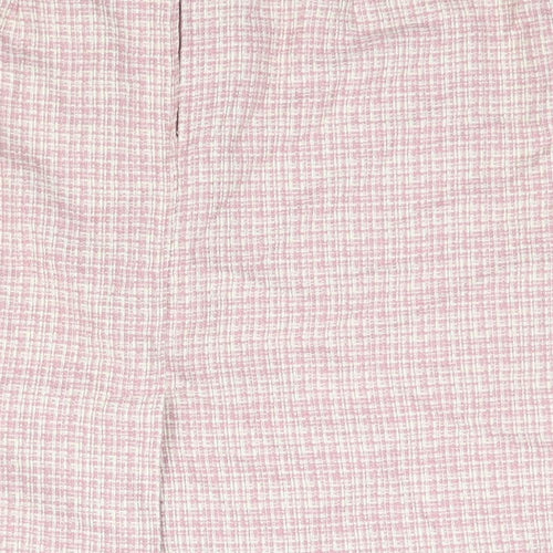 Sarah Hamilton Womens Pink Check Polyester Straight & Pencil Skirt Size 14 Zip