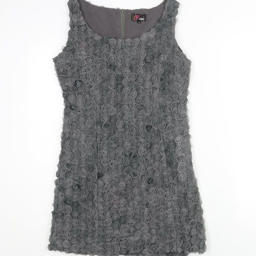 Yumi Womens Green Cotton Mini Size S Scoop Neck Pullover - Textured Rose Fabric