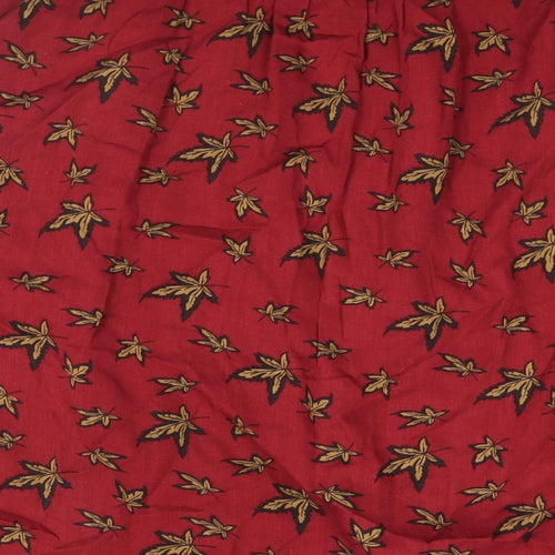 Joe Browns Womens Red Geometric Viscose A-Line Skirt Size 14 Button - Leaf Print