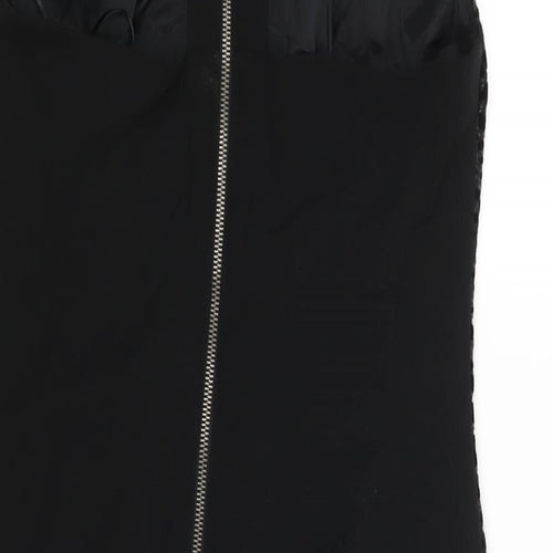 Coast Womens Black Polyester Shift Size 10 Round Neck Zip - Velour Geometric Print