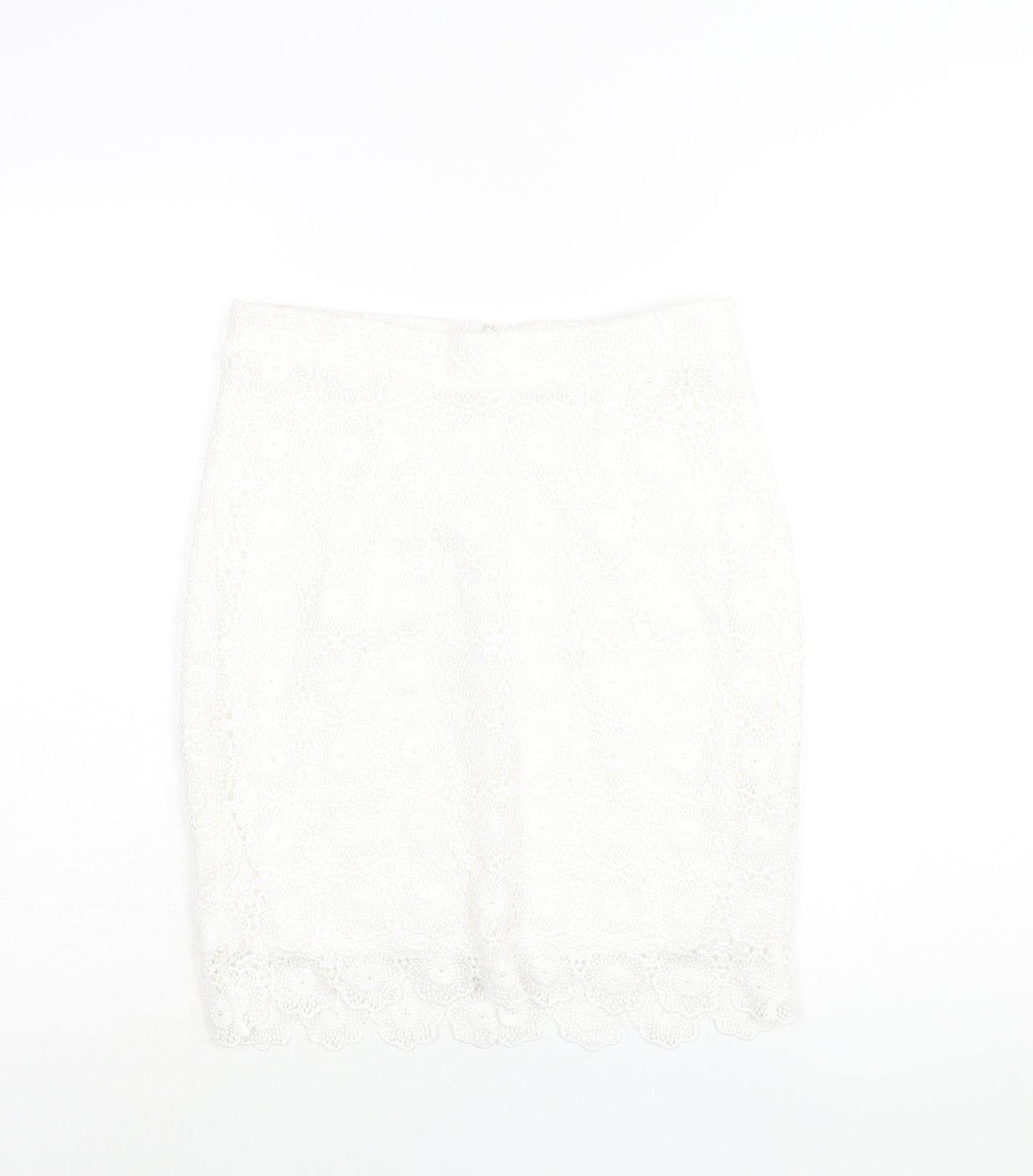 Lipsy Womens White Polyester Straight & Pencil Skirt Size 10 Zip