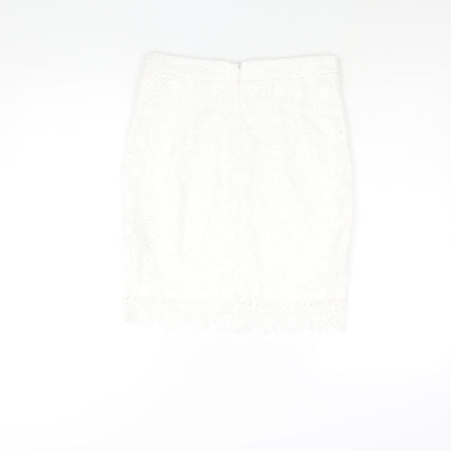 Lipsy Womens White Polyester Straight & Pencil Skirt Size 10 Zip