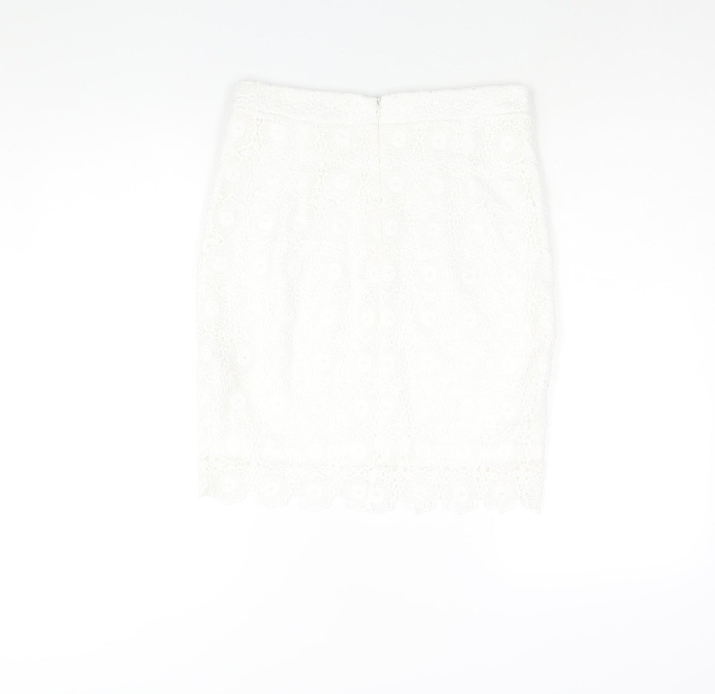 Lipsy Womens White Polyester Straight & Pencil Skirt Size 10 Zip