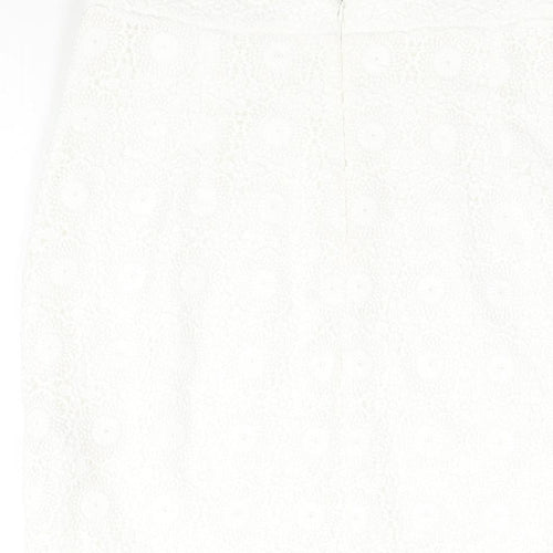 Lipsy Womens White Polyester Straight & Pencil Skirt Size 10 Zip