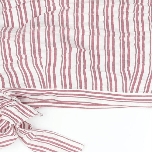 Miss Selfridge Womens Red Striped Viscose Wrap Blouse Size 10 V-Neck