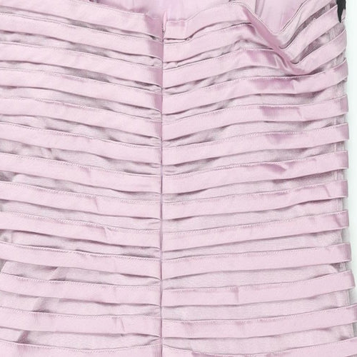 Veni Infantino Womens Pink Striped Acetate Shift Size 14 Square Neck Zip - Applique Flowers