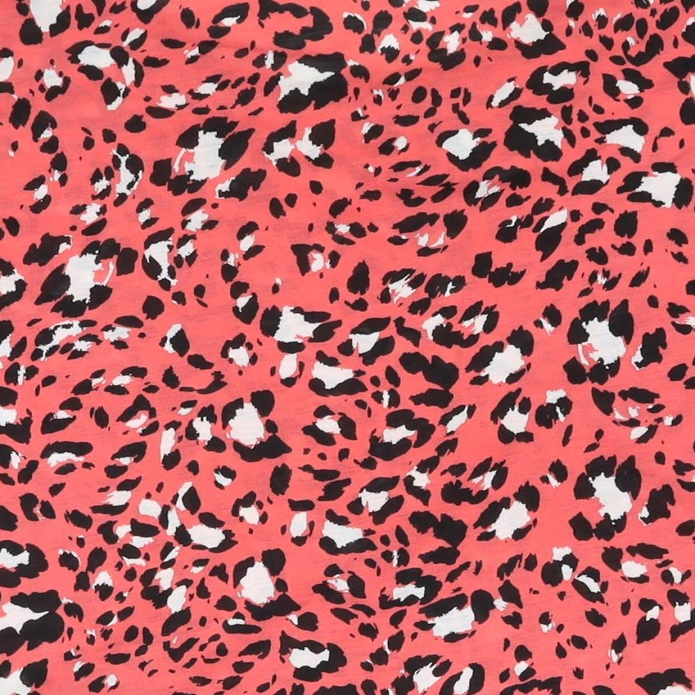 Marks and Spencer Womens Pink Animal Print Polyester Basic T-Shirt Size 20 Round Neck - Leopard Print