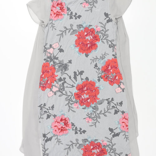 RJR.John Rocha Womens Grey Floral Viscose Shift Size 10 Cowl Neck Pullover