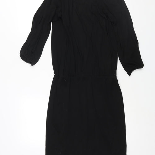 NEXT Womens Black Acetate Shift Size 12 Round Neck Pullover - Cold Shoulder