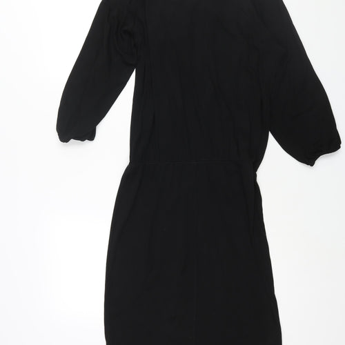NEXT Womens Black Acetate Shift Size 12 Round Neck Pullover - Cold Shoulder