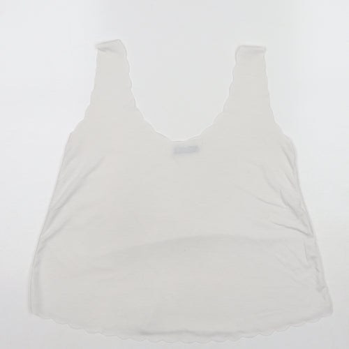 Boohoo Womens White Viscose Basic Tank Size M Scoop Neck