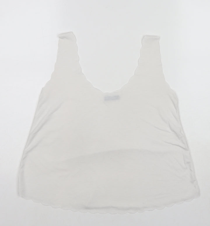 Boohoo Womens White Viscose Basic Tank Size M Scoop Neck
