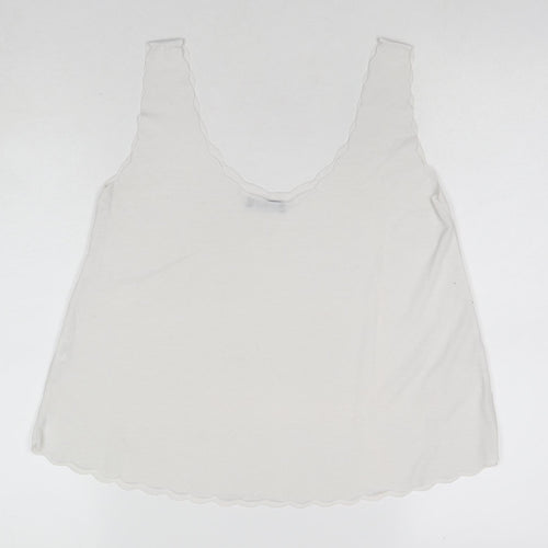 Boohoo Womens White Viscose Basic Tank Size M Scoop Neck