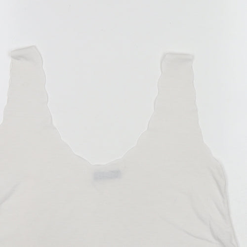 Boohoo Womens White Viscose Basic Tank Size M Scoop Neck