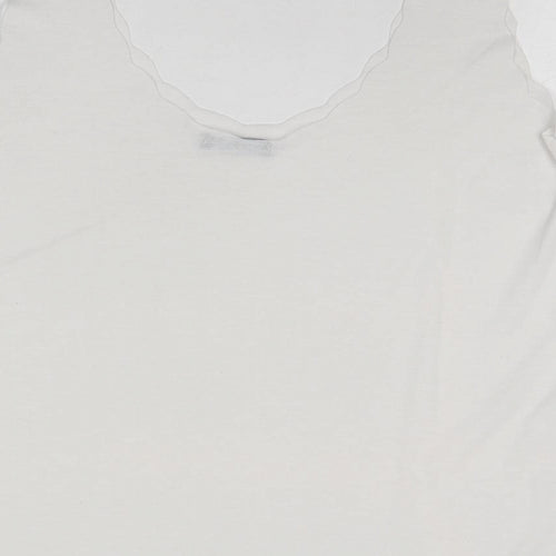 Boohoo Womens White Viscose Basic Tank Size M Scoop Neck