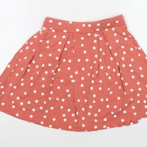 ASOS Womens Orange Polka Dot Cotton Skater Skirt Size 6