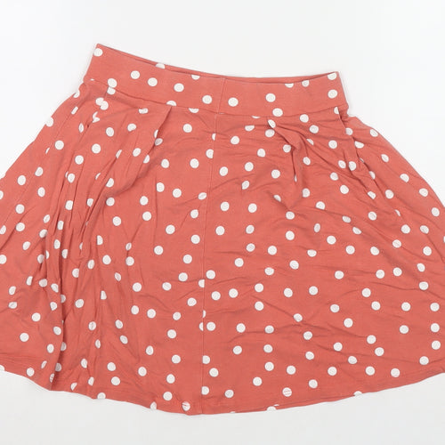 ASOS Womens Orange Polka Dot Cotton Skater Skirt Size 6