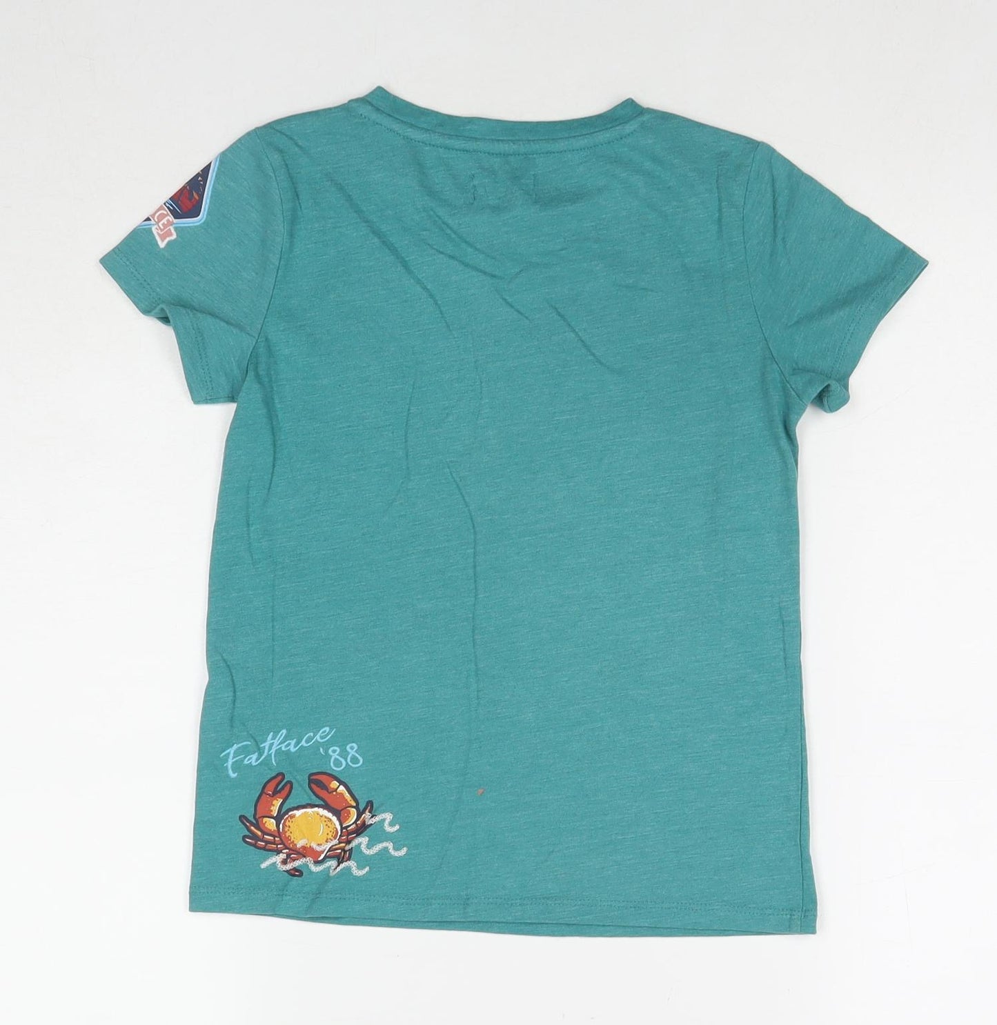 Fat Face Boys Blue Cotton Basic T-Shirt Size 9-10 Years Round Neck Pullover - Beach Vibes Icons