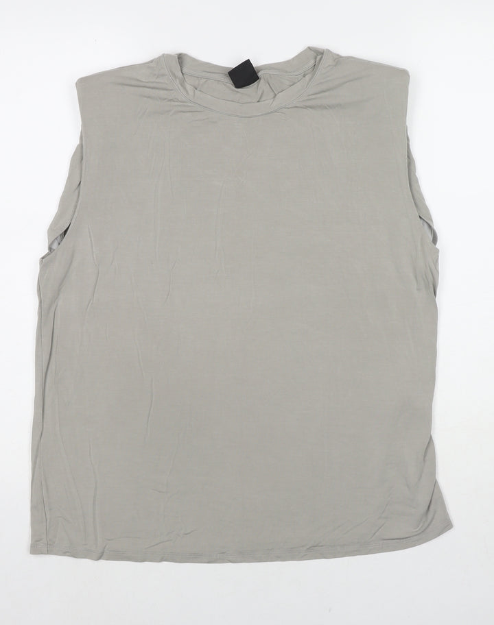 Madeline Womens Grey Viscose Basic Tank Size 18 Round Neck - Shoulder Pads