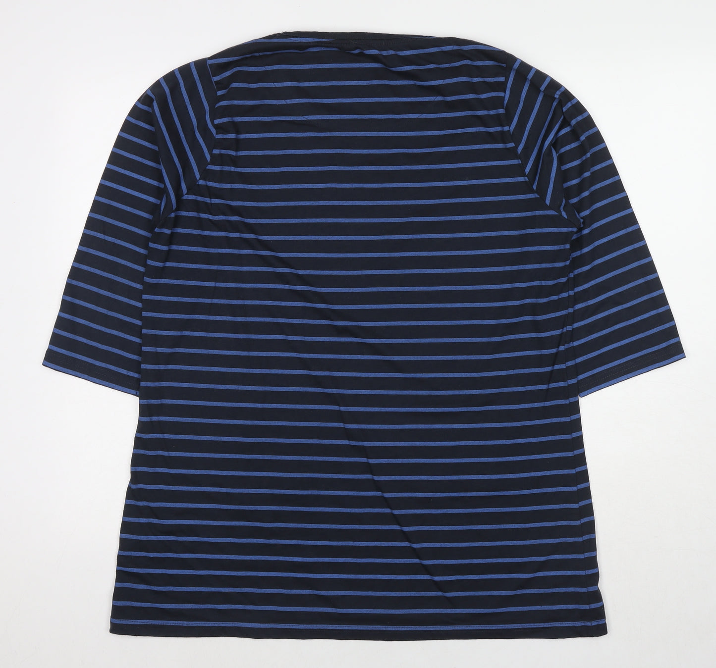 Pebble Bay Womens Blue Striped Polyester Tunic T-Shirt Size 16 Round Neck