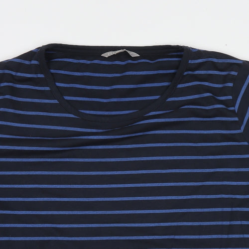 Pebble Bay Womens Blue Striped Polyester Tunic T-Shirt Size 16 Round Neck