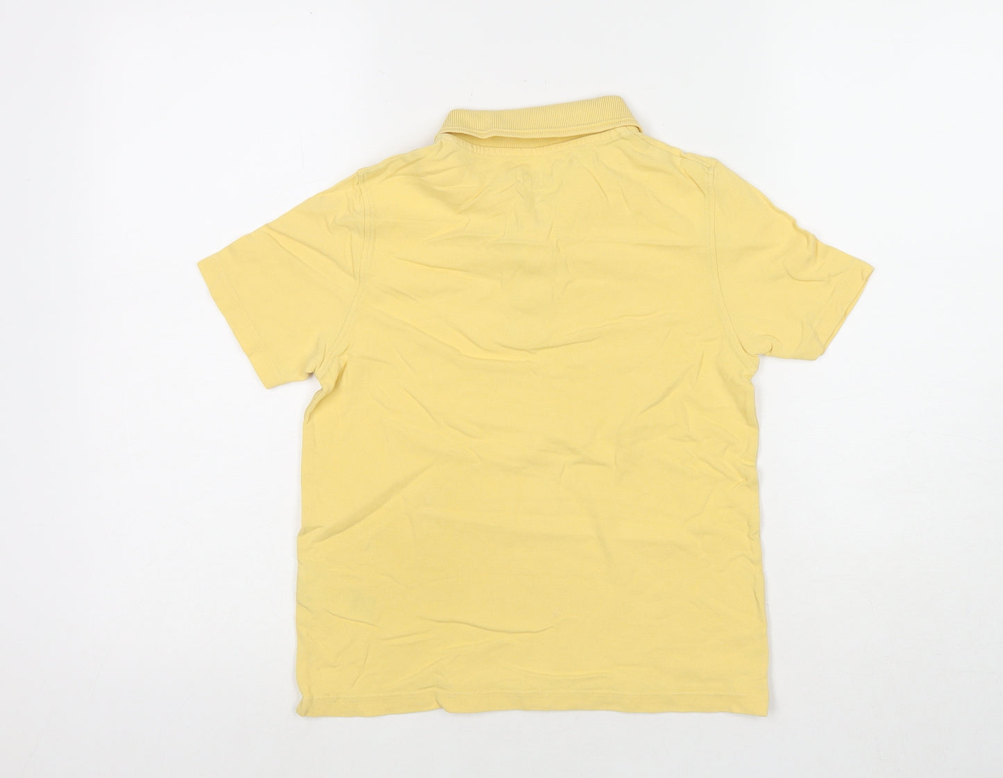 Marks and Spencer Boys Yellow Cotton Basic Polo Size 9-10 Years Collared Pullover