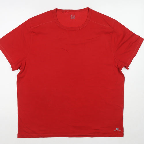 DECATHLON Womens Red Cotton Basic Blouse Size XL Roll Neck
