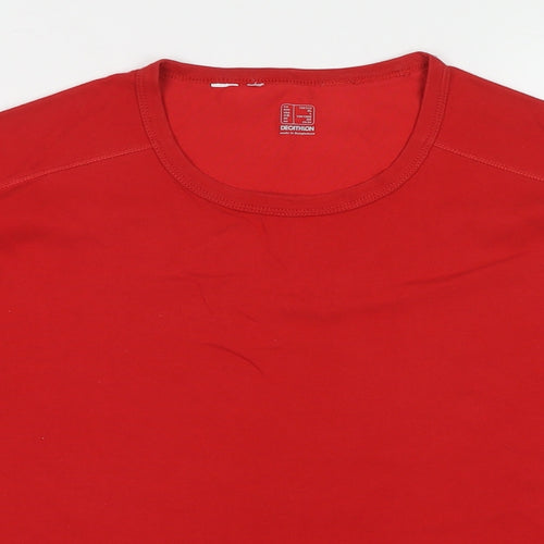 DECATHLON Womens Red Cotton Basic Blouse Size XL Roll Neck