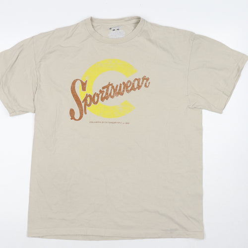 Columbia Mens Beige Cotton T-Shirt Size L Round Neck - Sportswear