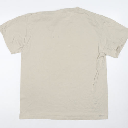 Columbia Mens Beige Cotton T-Shirt Size L Round Neck - Sportswear