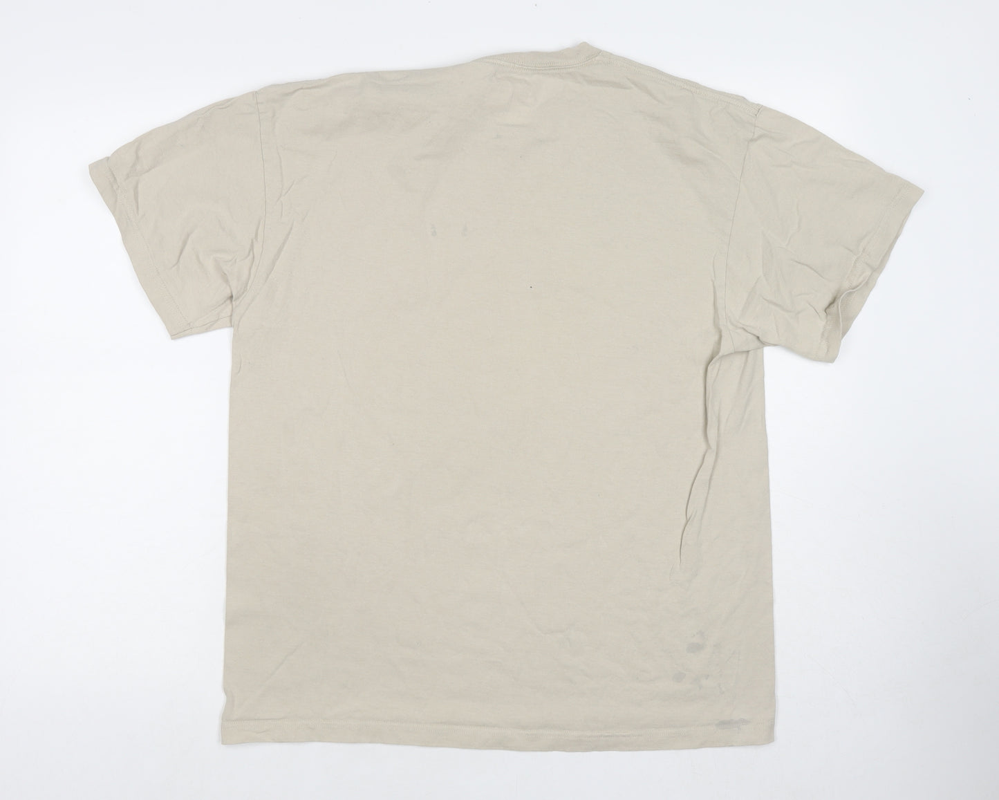 Columbia Mens Beige Cotton T-Shirt Size L Round Neck - Sportswear