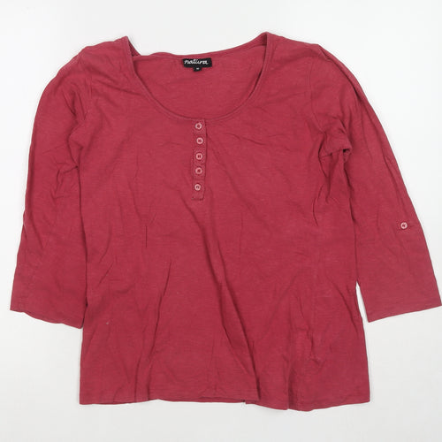 Natura Womens Red Cotton Basic T-Shirt Size M Scoop Neck