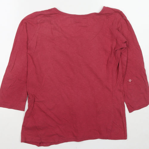 Natura Womens Red Cotton Basic T-Shirt Size M Scoop Neck