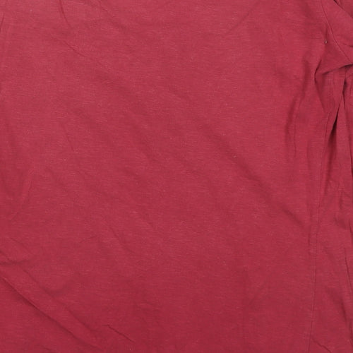 Natura Womens Red Cotton Basic T-Shirt Size M Scoop Neck