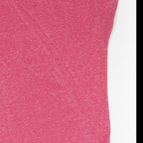 Marks and Spencer Girls Pink Polyester Basic T-Shirt Size 9-10 Years Round Neck Pullover