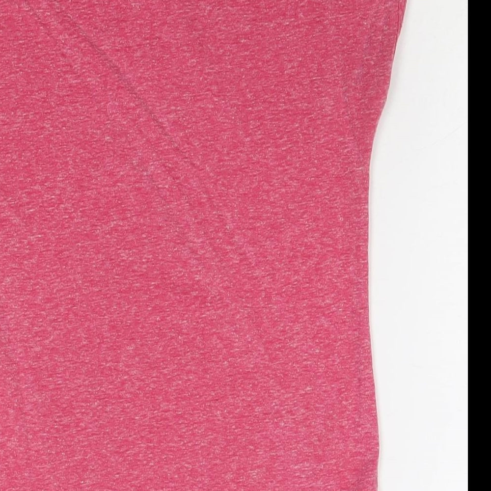 Marks and Spencer Girls Pink Polyester Basic T-Shirt Size 9-10 Years Round Neck Pullover