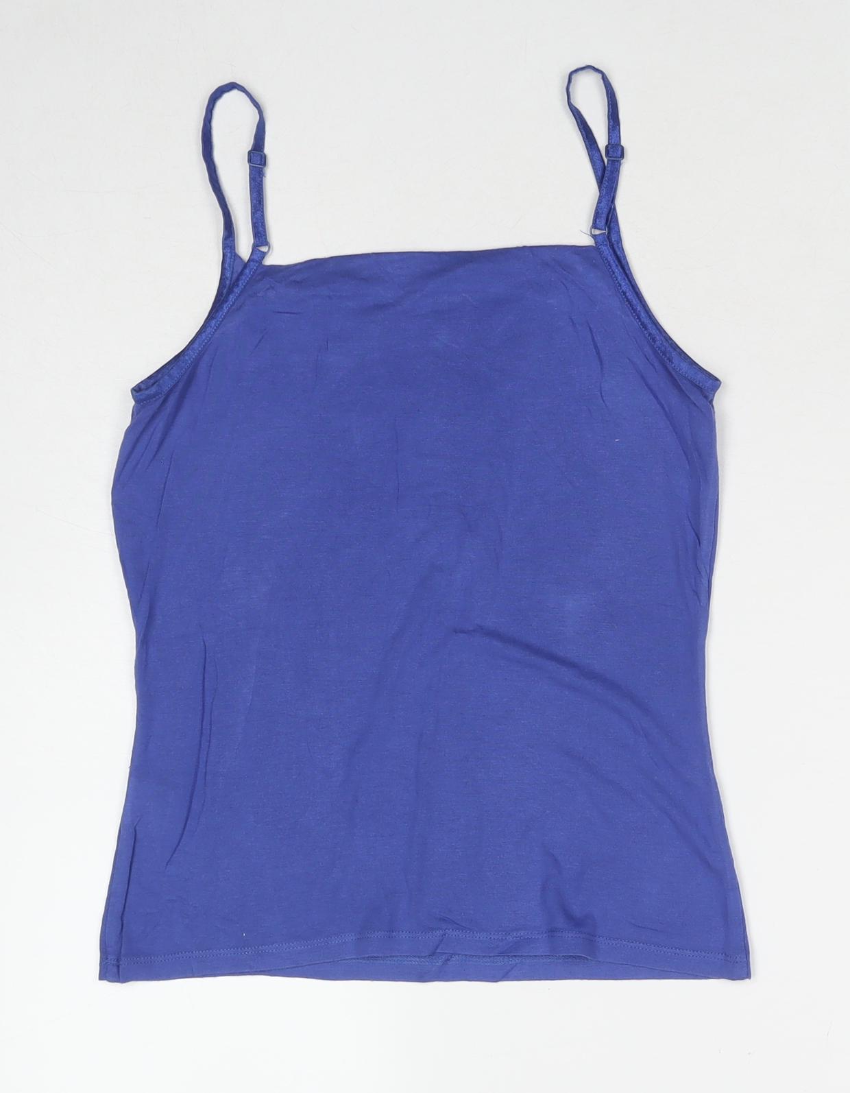 Hobbs Womens Blue Viscose Camisole Tank Size S Square Neck