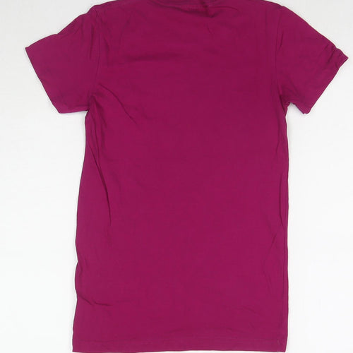 American Apparel Womens Purple Cotton Basic T-Shirt Size S Round Neck - Turkey Flag