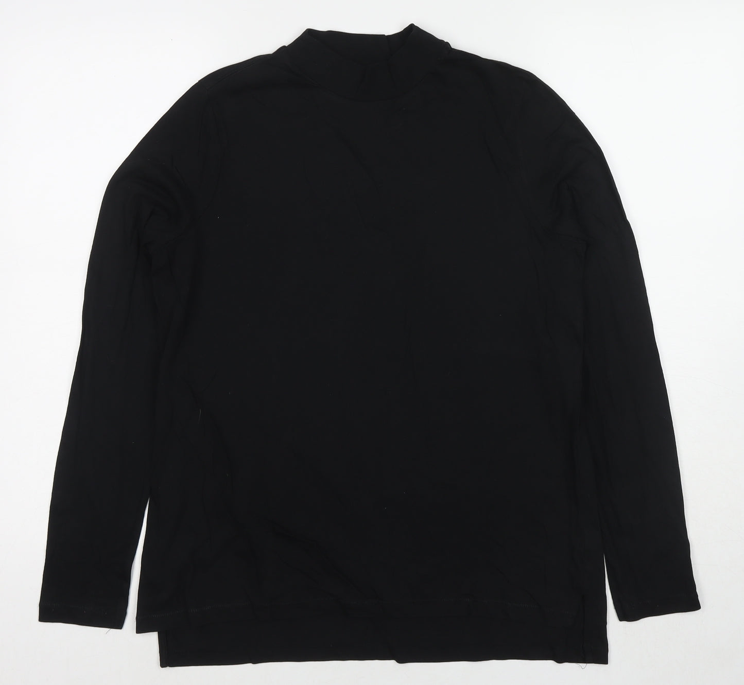 NEXT Womens Black Cotton Basic T-Shirt Size 14 Mock Neck