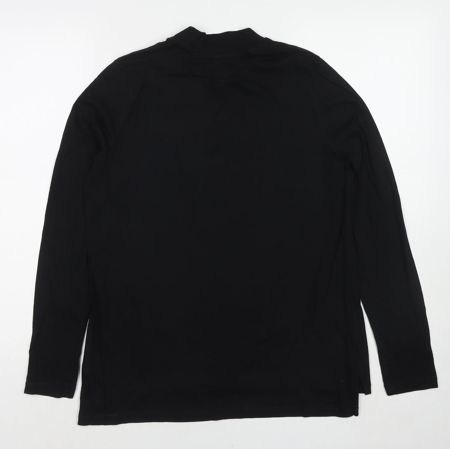 NEXT Womens Black Cotton Basic T-Shirt Size 14 Mock Neck