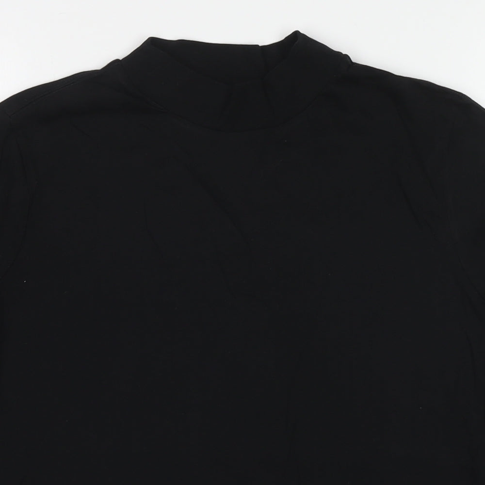 NEXT Womens Black Cotton Basic T-Shirt Size 14 Mock Neck