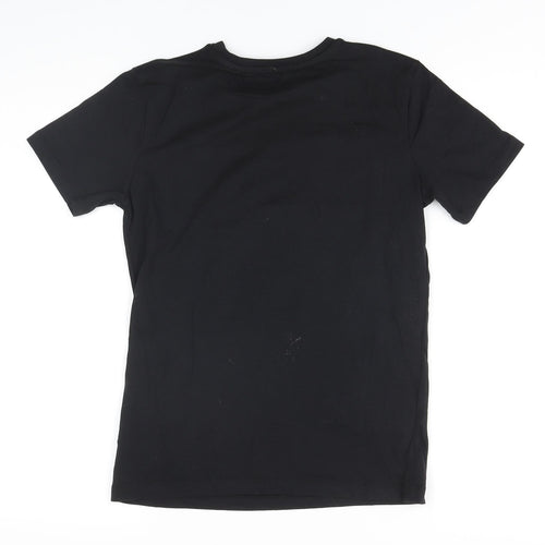 NEXT Boys Black Cotton Basic T-Shirt Size 10 Years Round Neck Pullover - MINECRAFT Sequin Detail